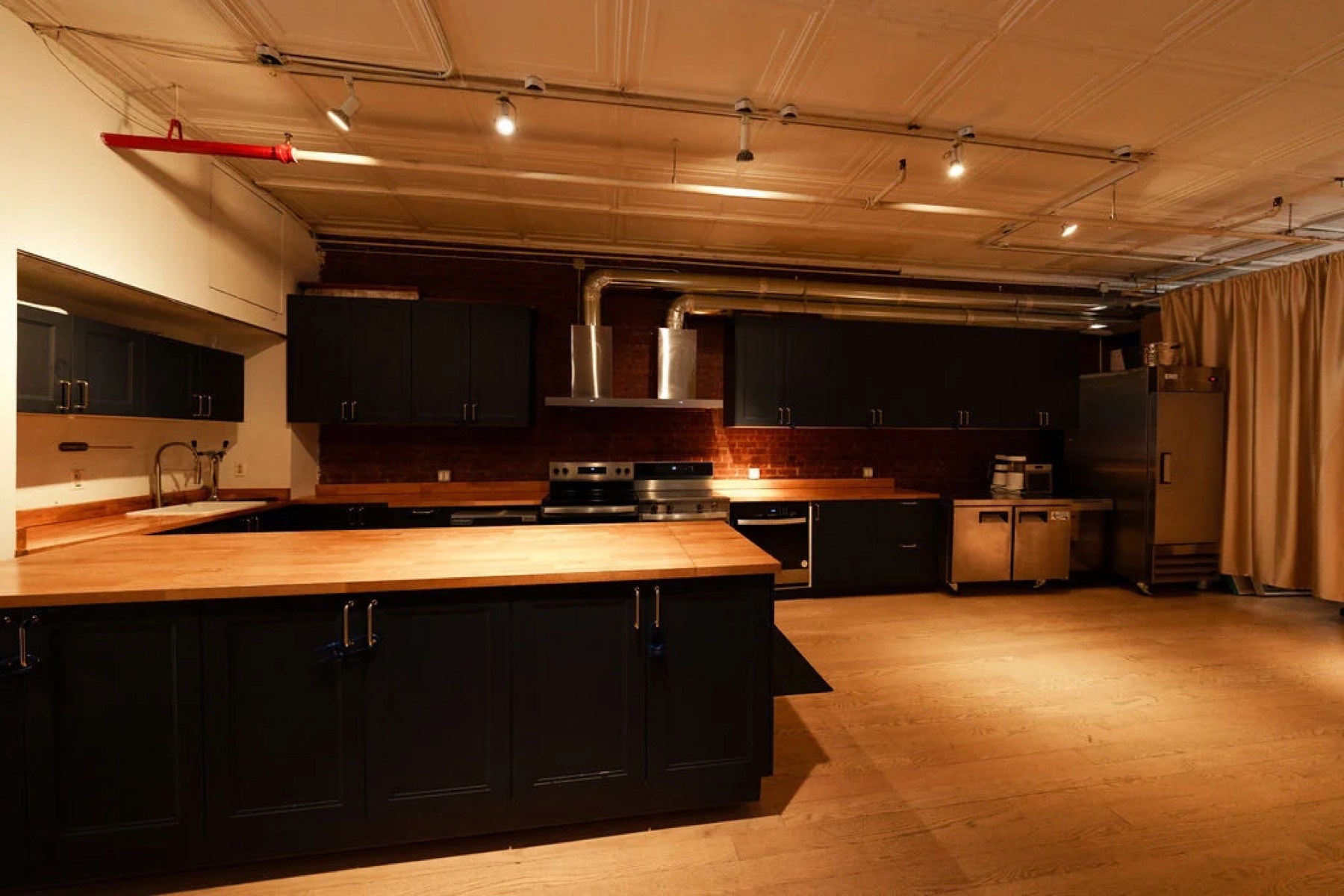 Kitchen island in the dining loft